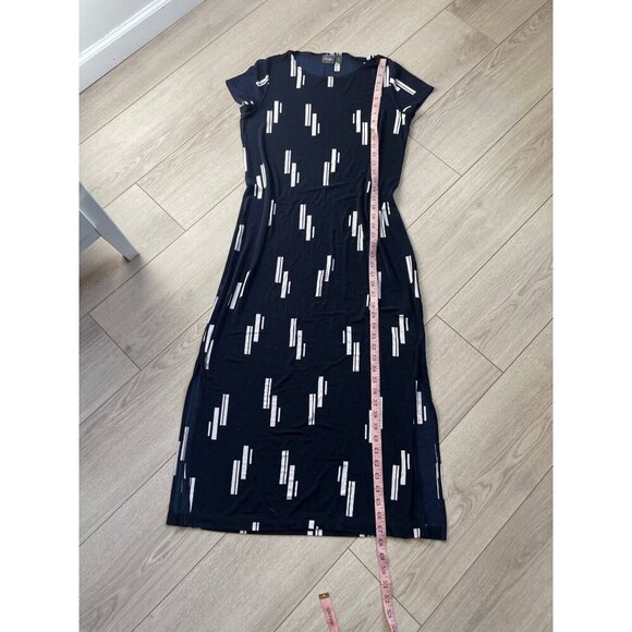 Chico's Travelers Midi Dress Women's Size 1 Navy Blue White Geometric Print - Picture 6 of 9
